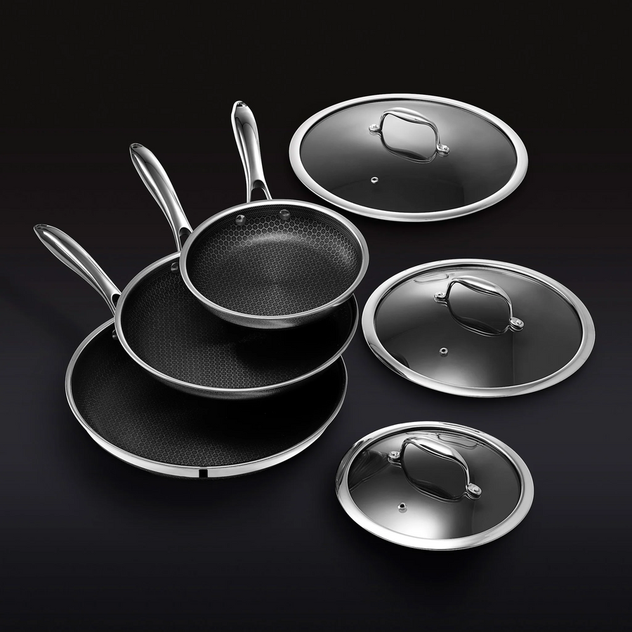 Hybrid Fry Pan Set with Lids, 6pc L6